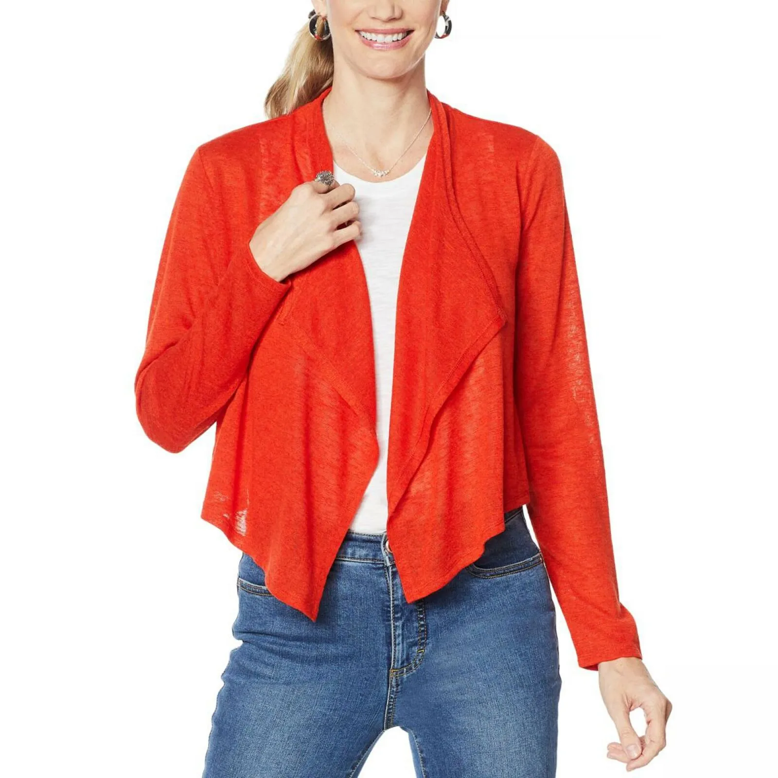 G by Giuliana Women's Cropped Cascade Hacci Cardigan