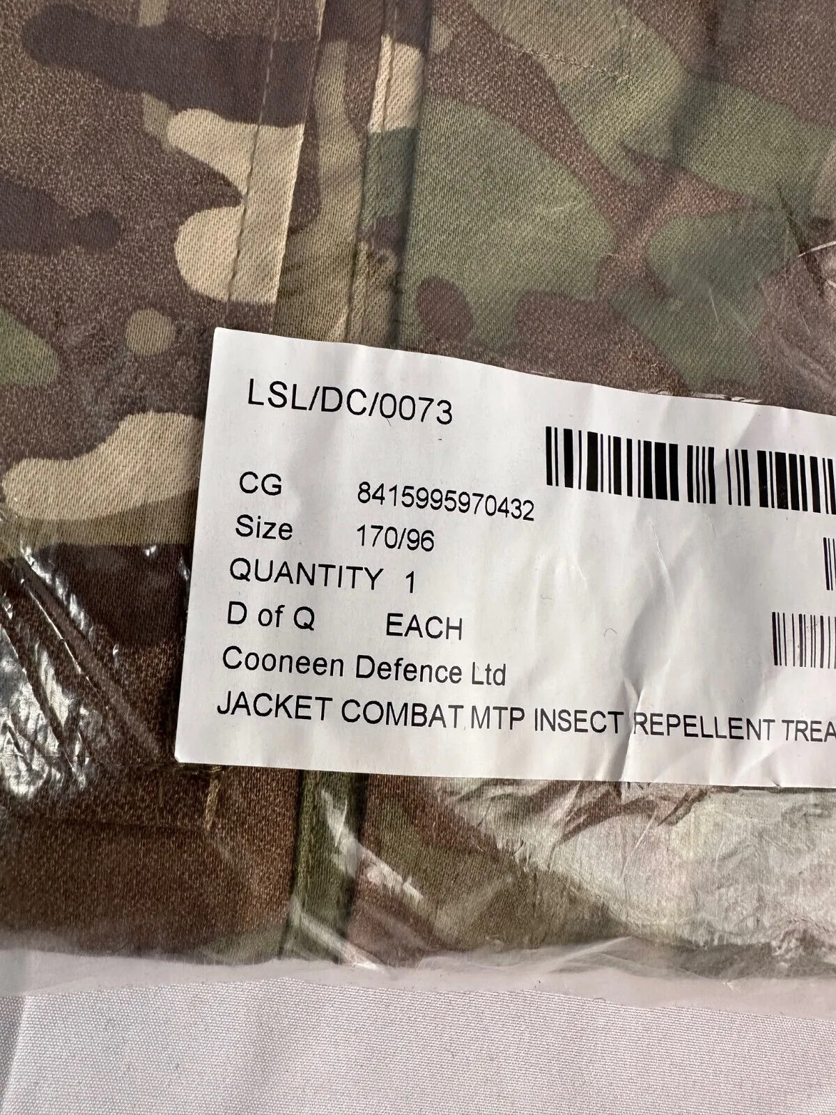 Genuine British Army Combat Jacket IR - Size 170/96 - New Old Stock
