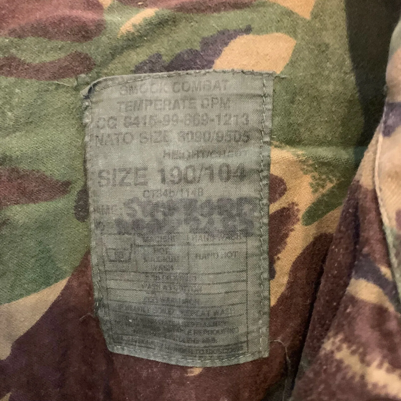 Genuine British Army Jungle DPM Camouflage Smock Combat Jacket - Size 190/104