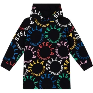 Girls Black Cotton Circle Logo Dress