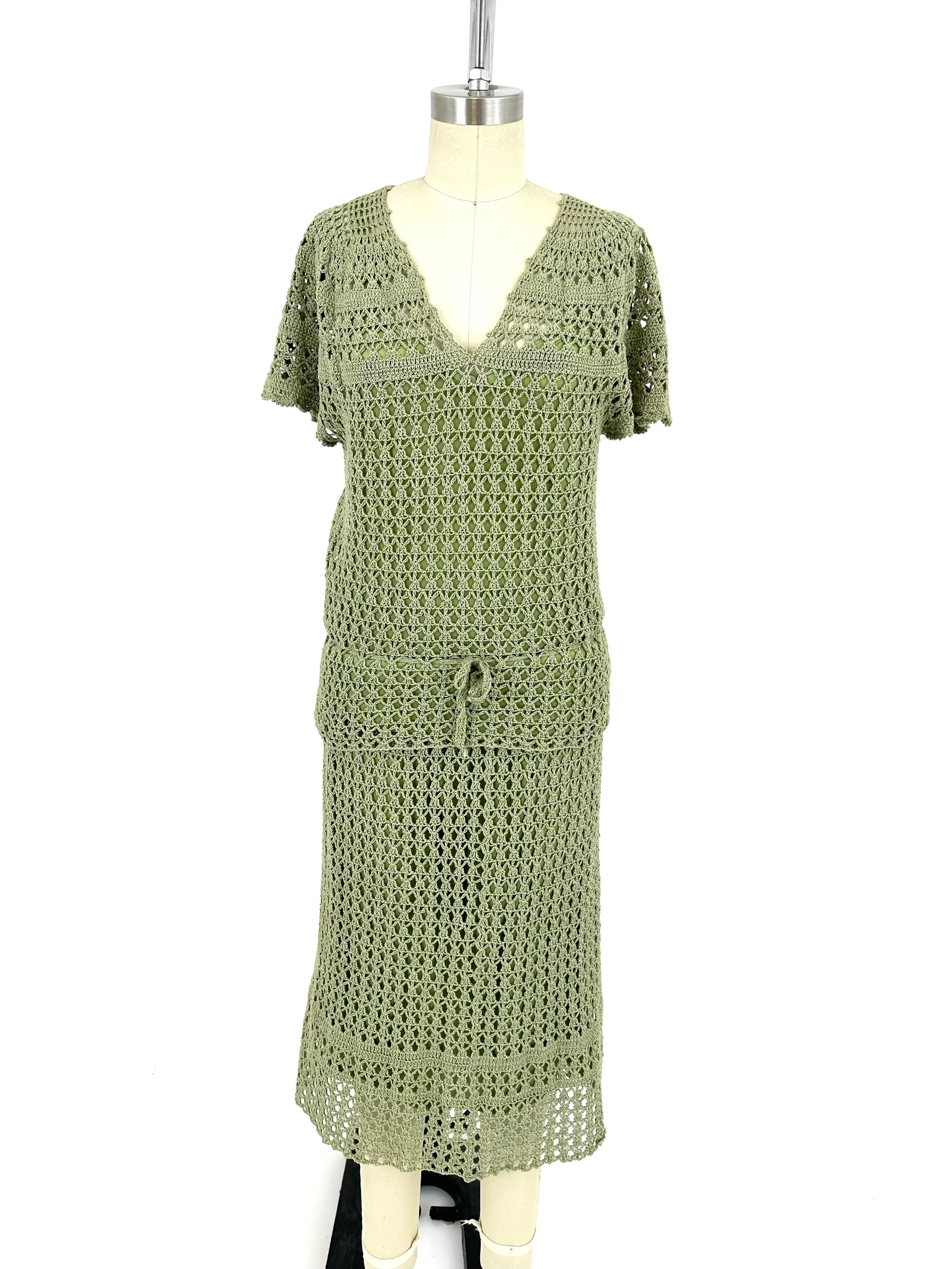 Handmade Pistachio Crochet Skirt Set