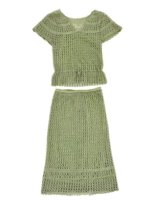 Handmade Pistachio Crochet Skirt Set