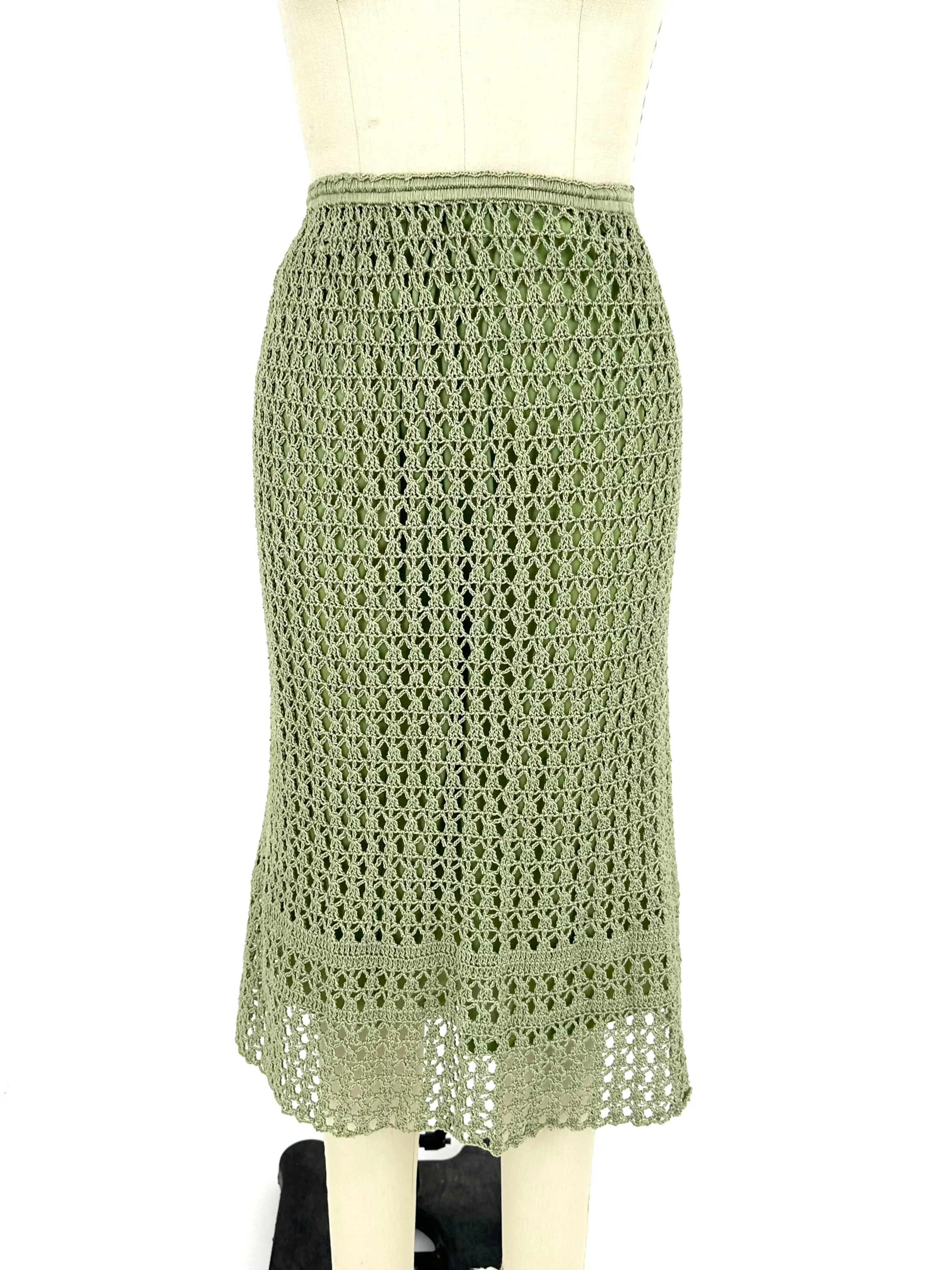 Handmade Pistachio Crochet Skirt Set