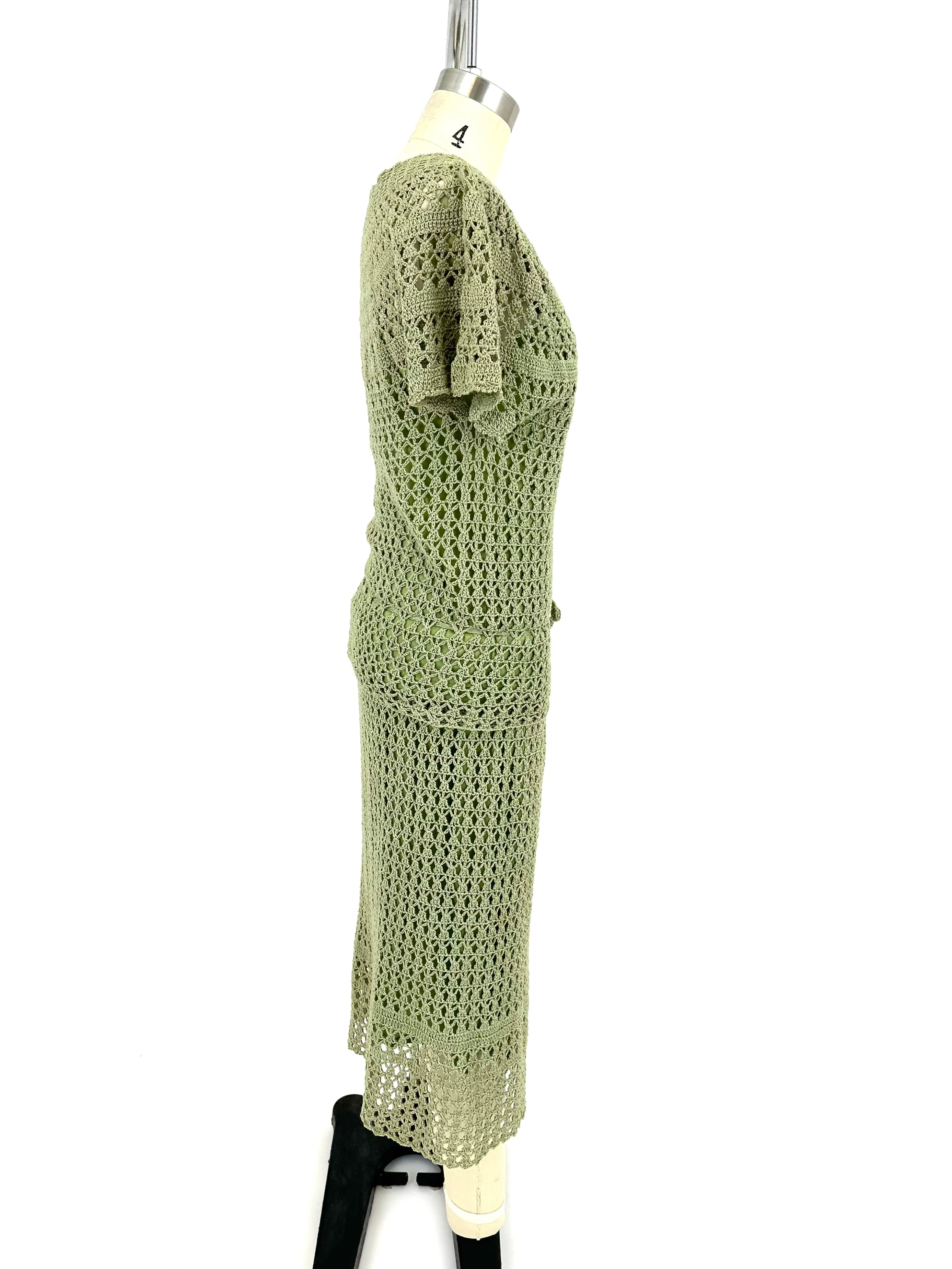 Handmade Pistachio Crochet Skirt Set