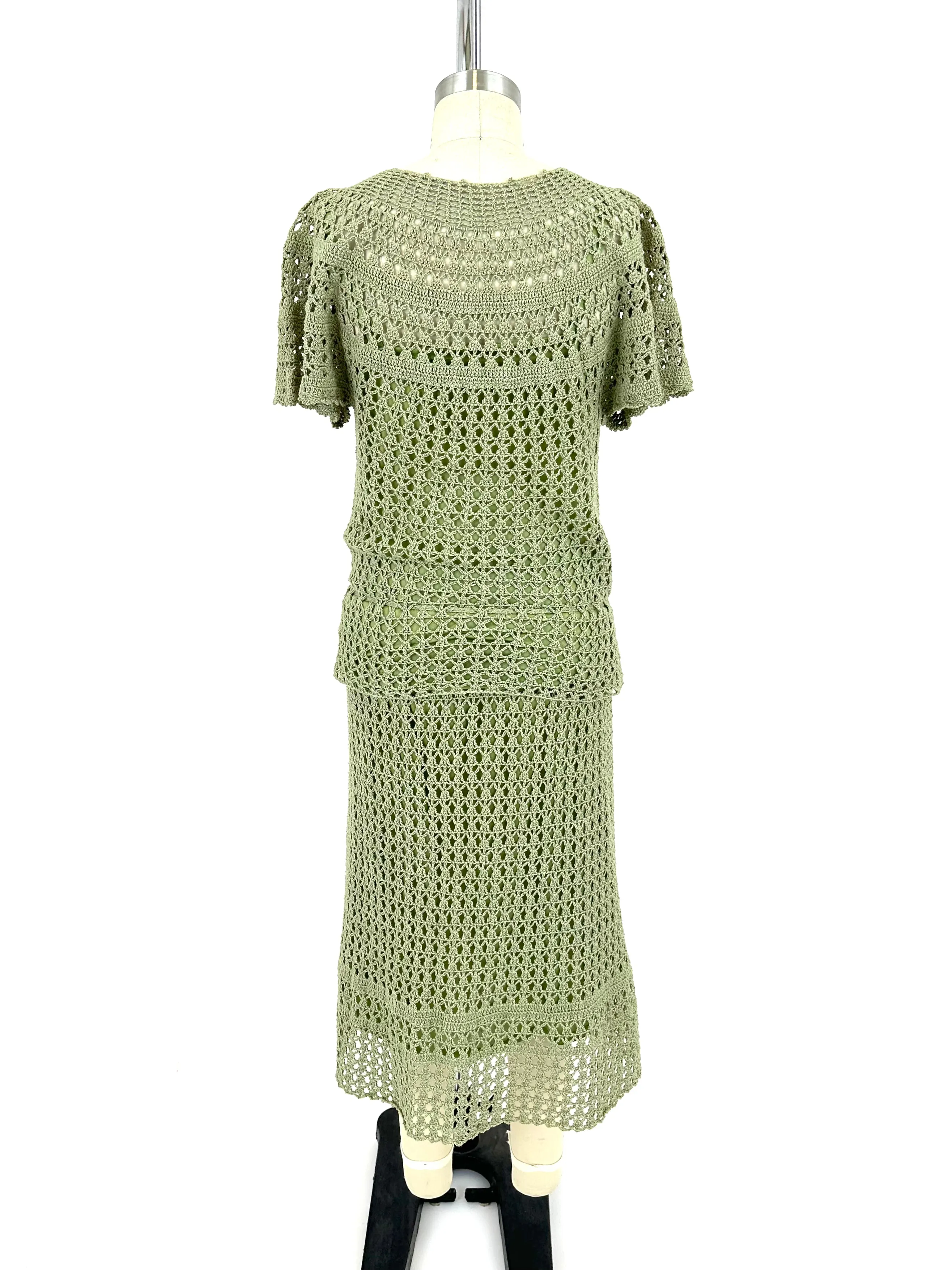 Handmade Pistachio Crochet Skirt Set