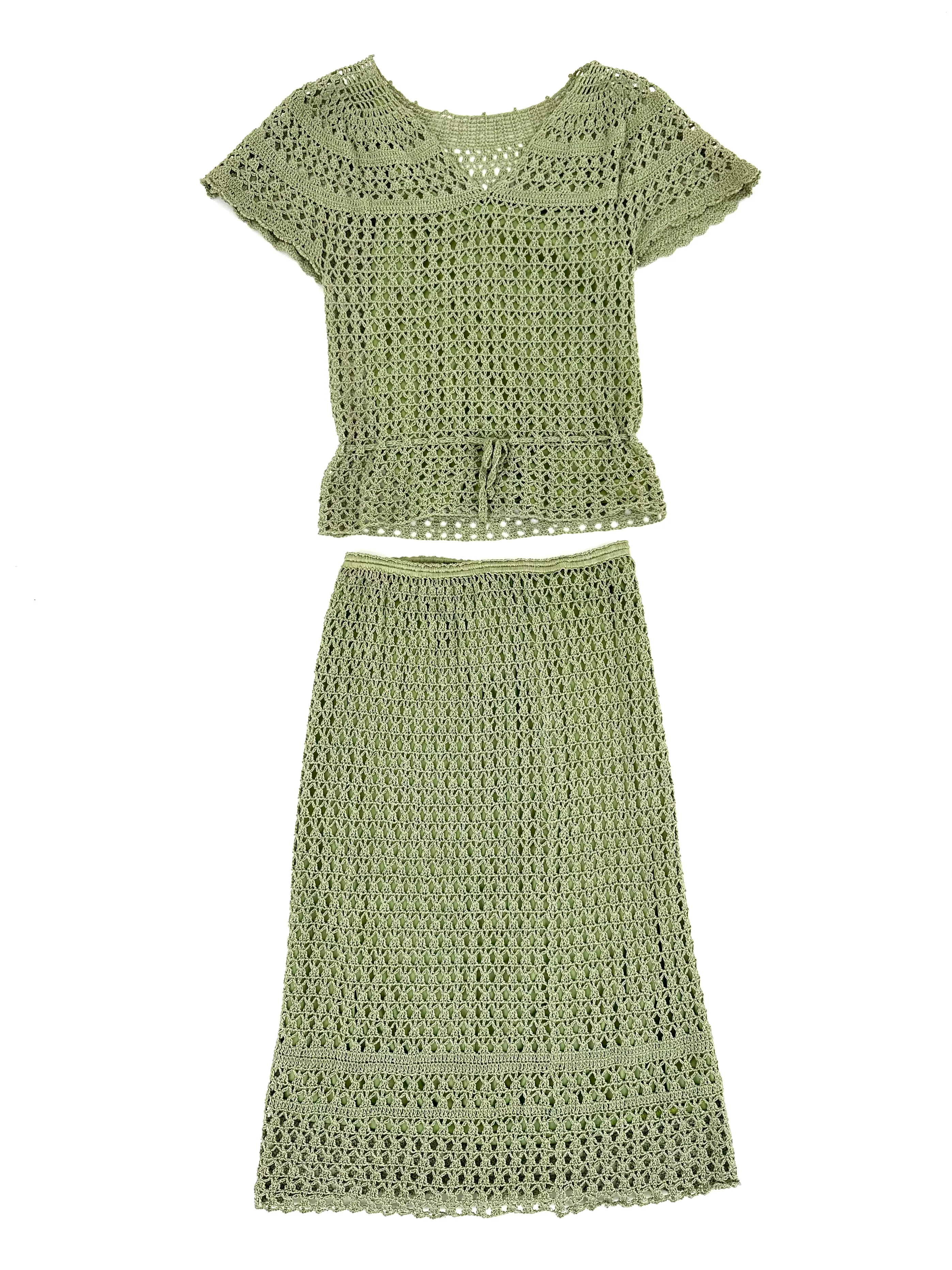 Handmade Pistachio Crochet Skirt Set