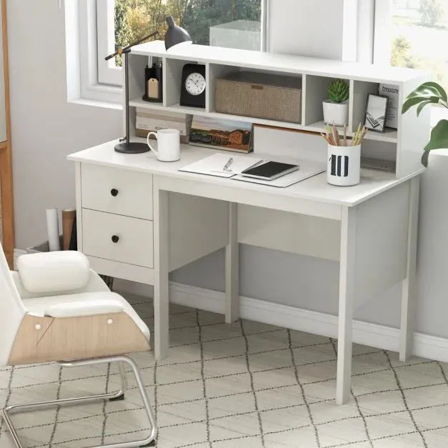 Heavy Duty Homework Desk | Storage Shelf | Hutch & Storage | Older Children & Adults | White