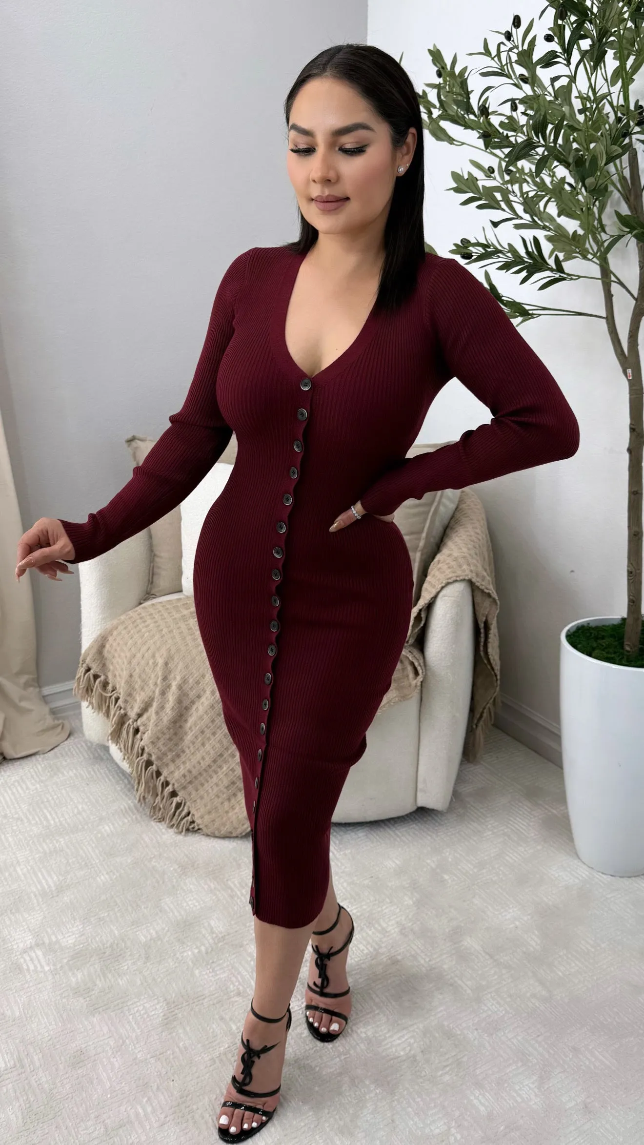 HILARY BURGUNDY DRESS