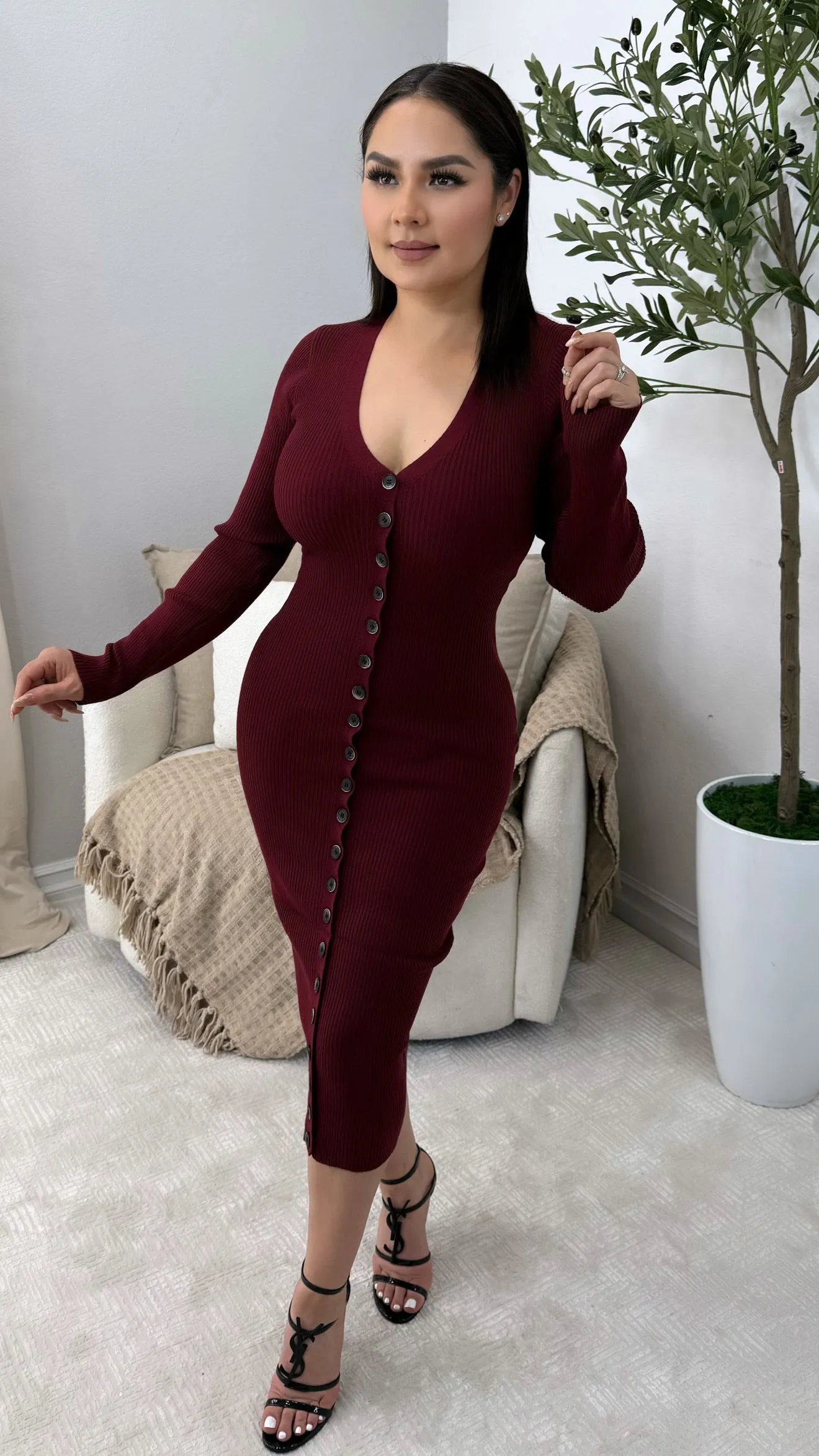 HILARY BURGUNDY DRESS