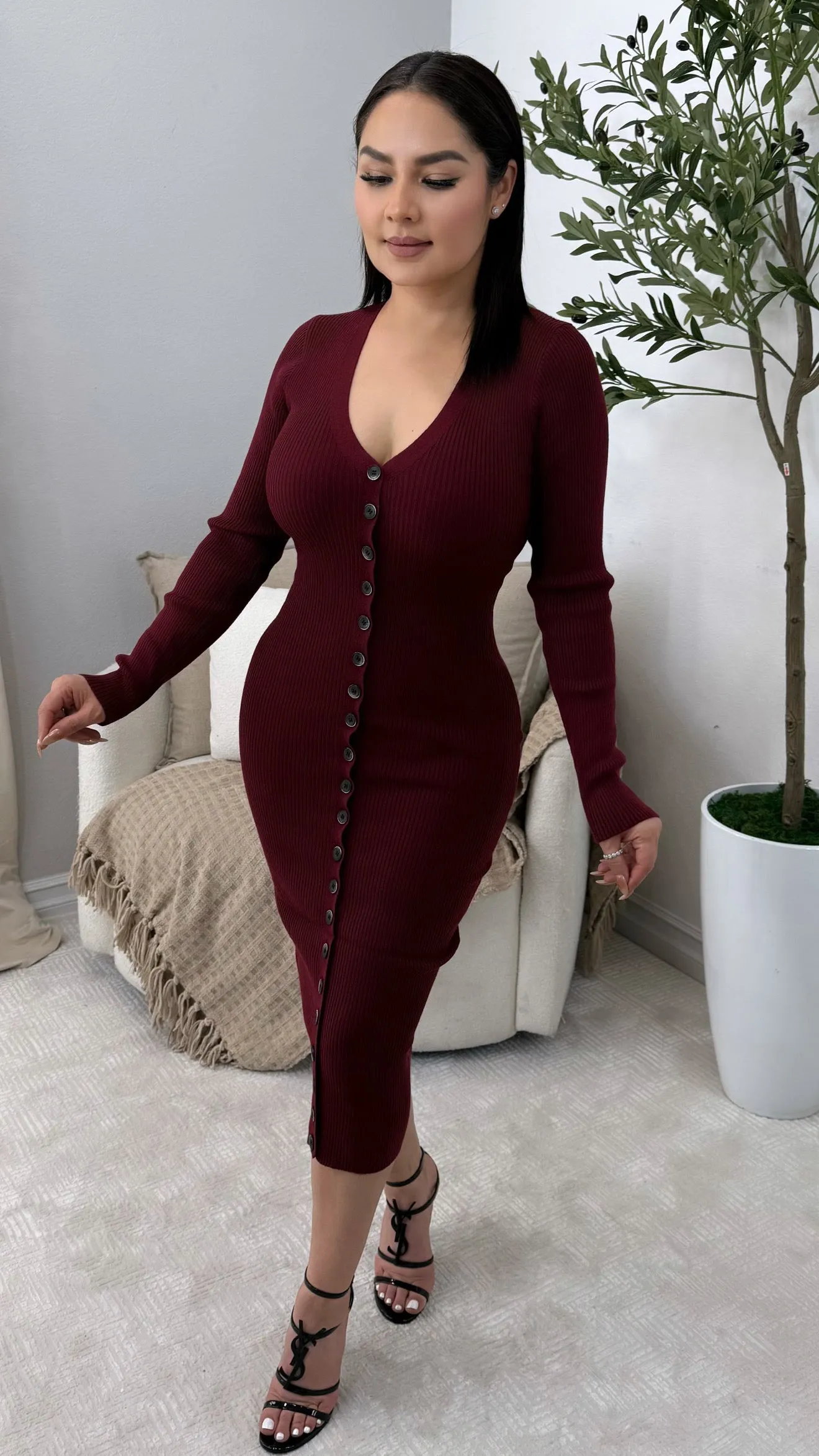 HILARY BURGUNDY DRESS
