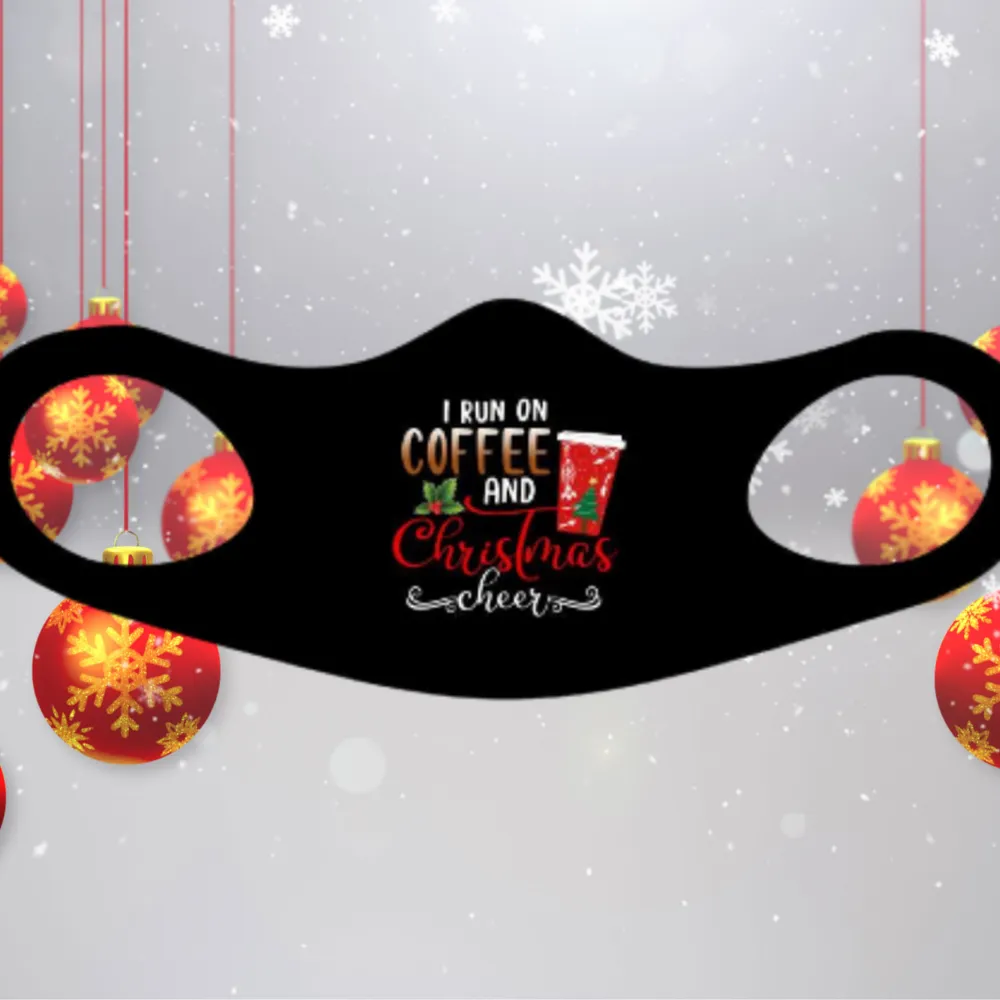 I Run on Coffee and Christmas Cheer Fitted Face Mask And Covering