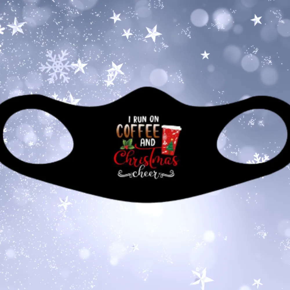 I Run on Coffee and Christmas Cheer Fitted Face Mask And Covering