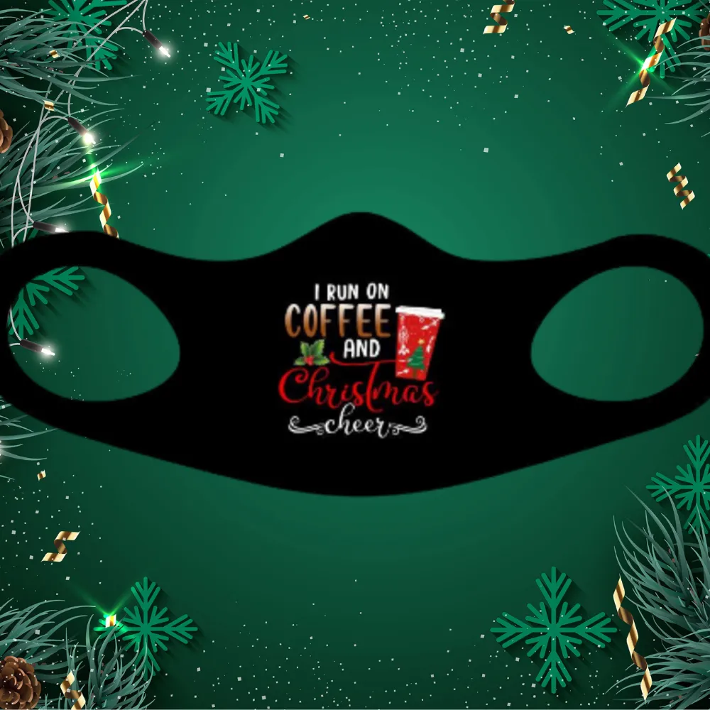 I Run on Coffee and Christmas Cheer Fitted Face Mask And Covering