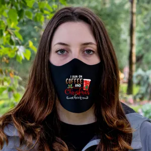 I Run on Coffee and Christmas Cheer Fitted Face Mask And Covering