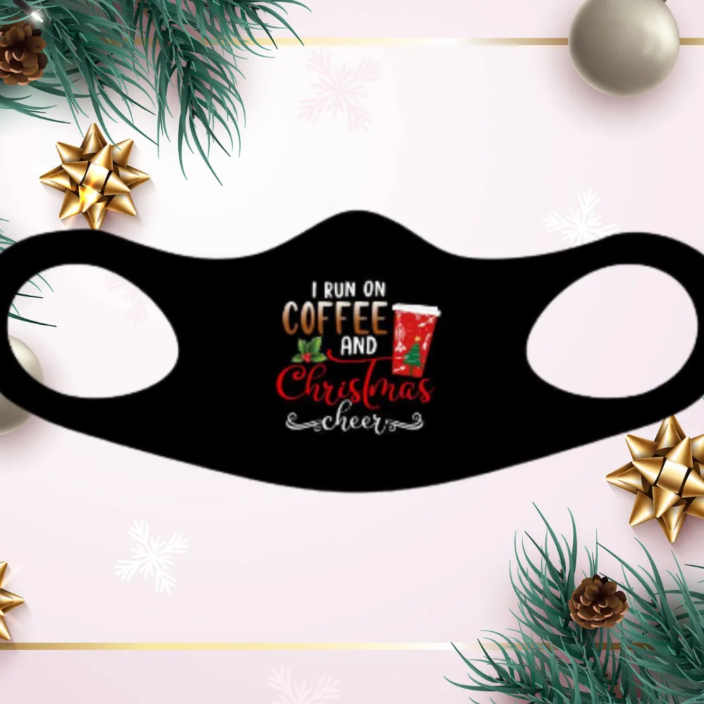 I Run on Coffee and Christmas Cheer Fitted Face Mask And Covering