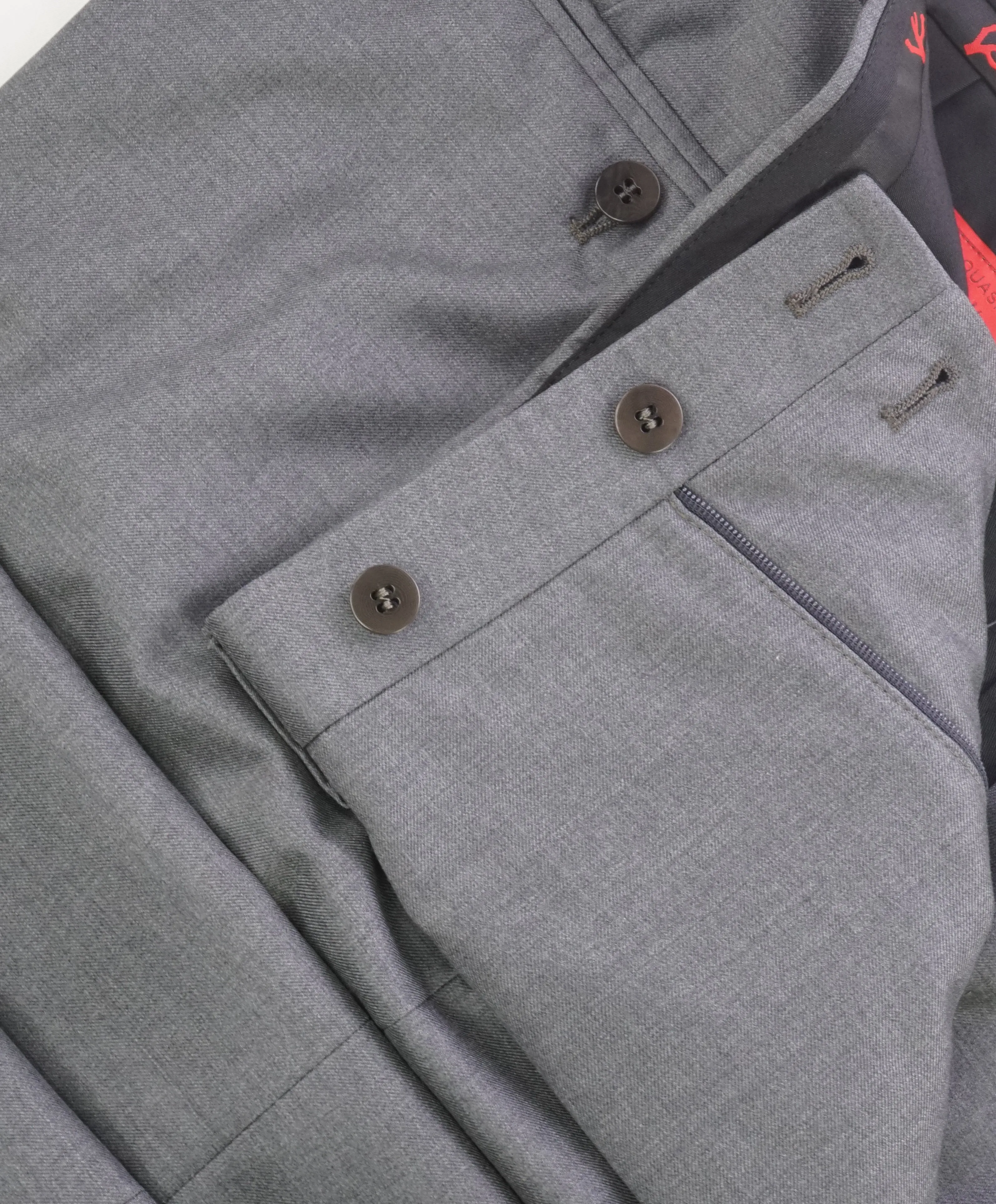 ISAIA - 160's Aquaspider Gray Pure Wool Dress Pants Flat Front - 36W (54EU)