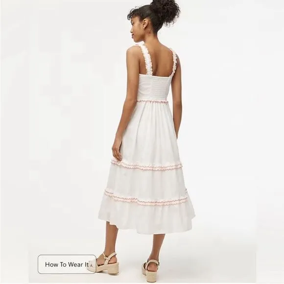 J Crew Factory NWT Scalloped Trim Midi Dress Size 12
