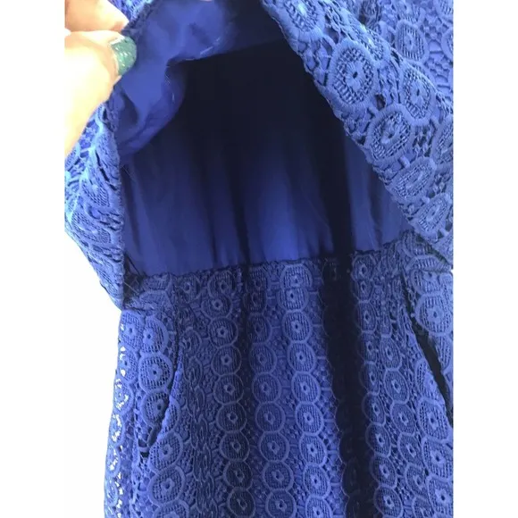J.CREW SHEATH DRESS WOMENS SIZE 8 BLUE FLORAL EMBROIDERED LACED SLEEVELESS