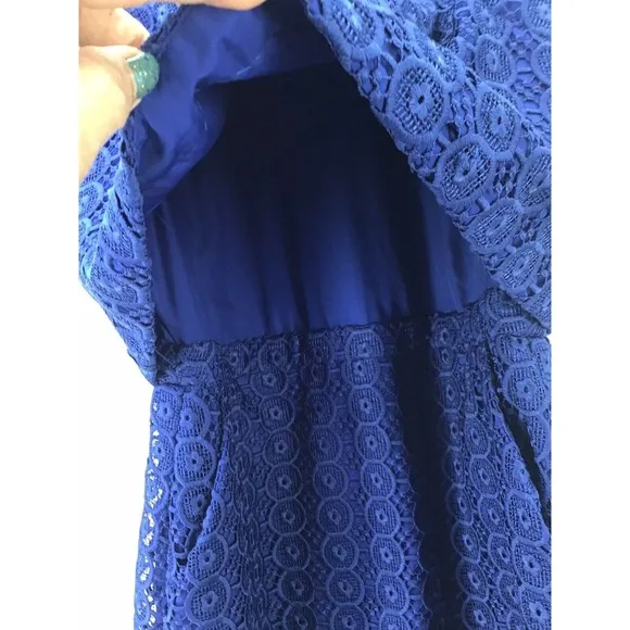 J.CREW SHEATH DRESS WOMENS SIZE 8 BLUE FLORAL EMBROIDERED LACED SLEEVELESS