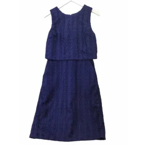 J.CREW SHEATH DRESS WOMENS SIZE 8 BLUE FLORAL EMBROIDERED LACED SLEEVELESS