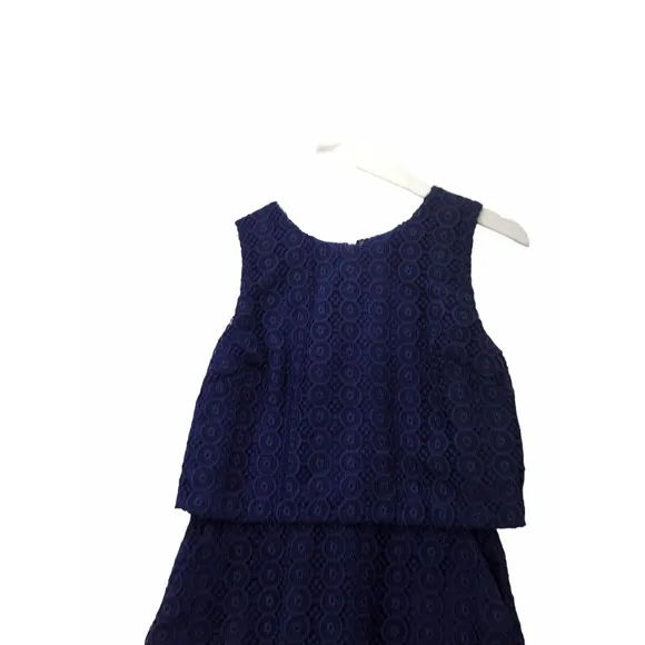 J.CREW SHEATH DRESS WOMENS SIZE 8 BLUE FLORAL EMBROIDERED LACED SLEEVELESS