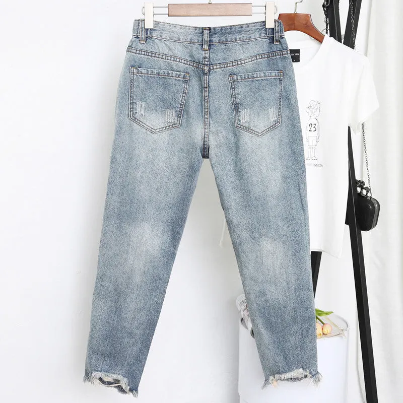 Jeans Denim Loose Slim Fitted Vintage Blue Harem Pants