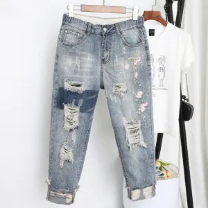 Jeans Denim Loose Slim Fitted Vintage Blue Harem Pants