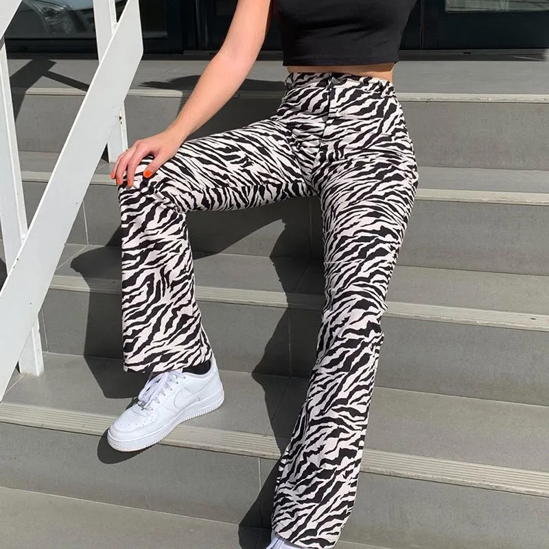 [@jessicabelkin] "ZEBRA PATTERN STRAIGHT CASUAL" TROUSERS Y040805