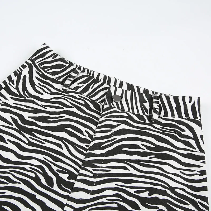 [@jessicabelkin] "ZEBRA PATTERN STRAIGHT CASUAL" TROUSERS Y040805