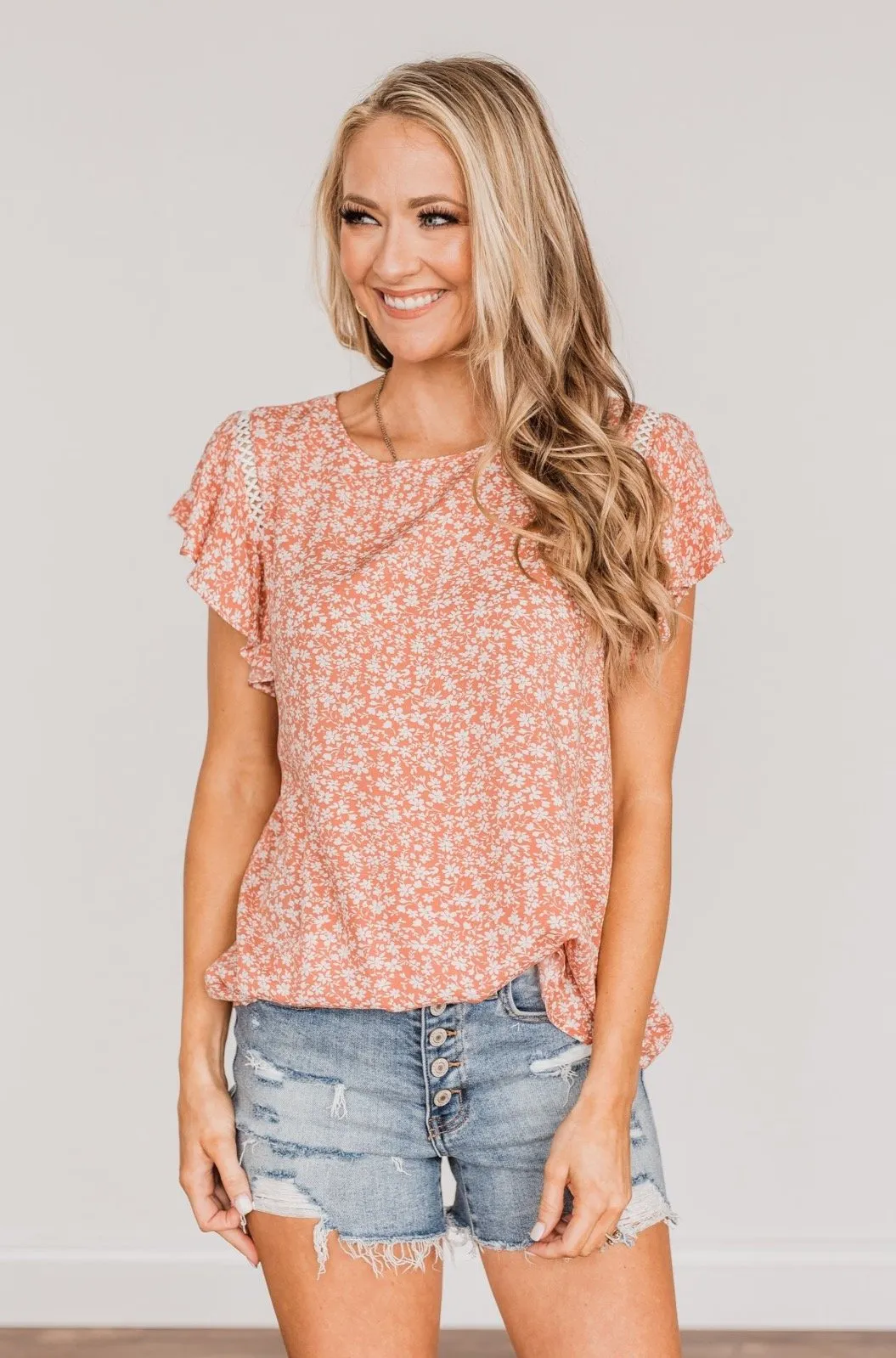 Jump For Joy Floral Blouse- Dusty Coral