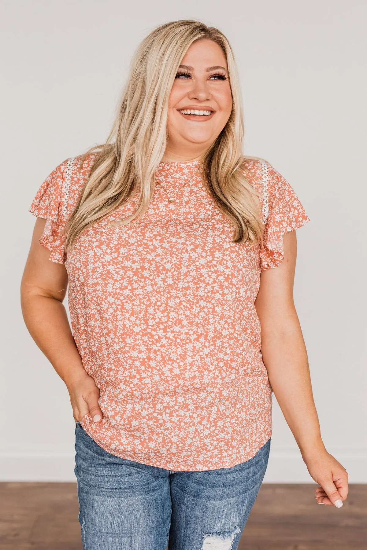 Jump For Joy Floral Blouse- Dusty Coral