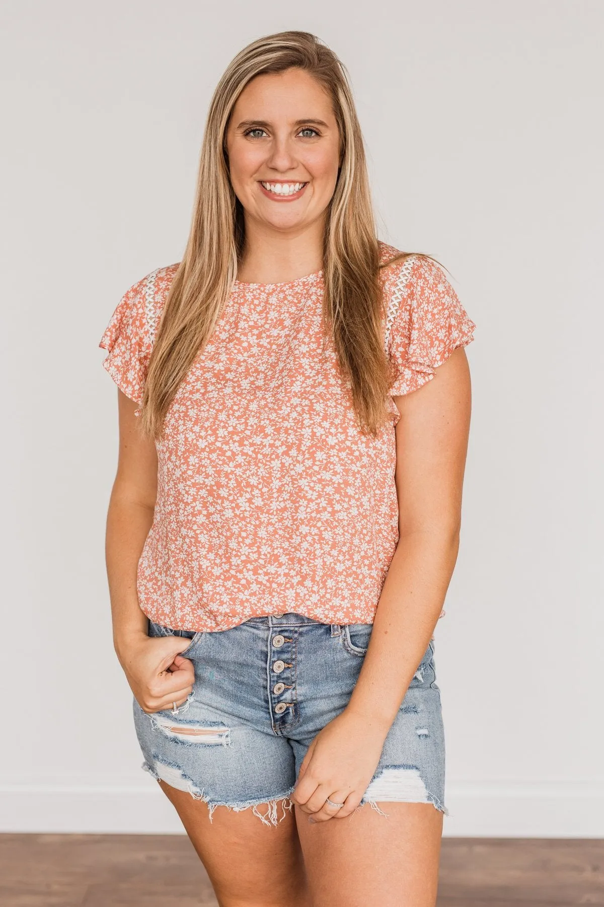 Jump For Joy Floral Blouse- Dusty Coral