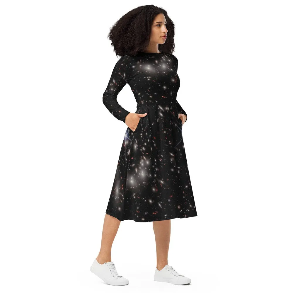 JWST Pandora's Cluster Long-Sleeve Midi Dress with Pockets
