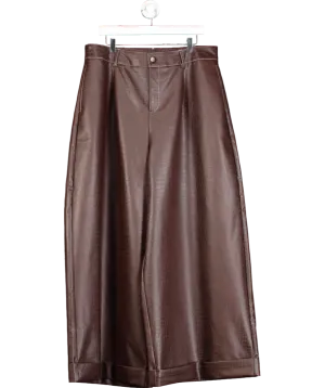 kai Brown Faux Croc Skin Wide Leg Trousers UK 16