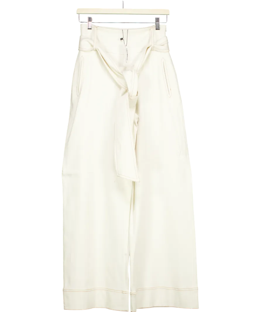 Karen Millen White Tailored Wide Leg Belt Trousers UK 6