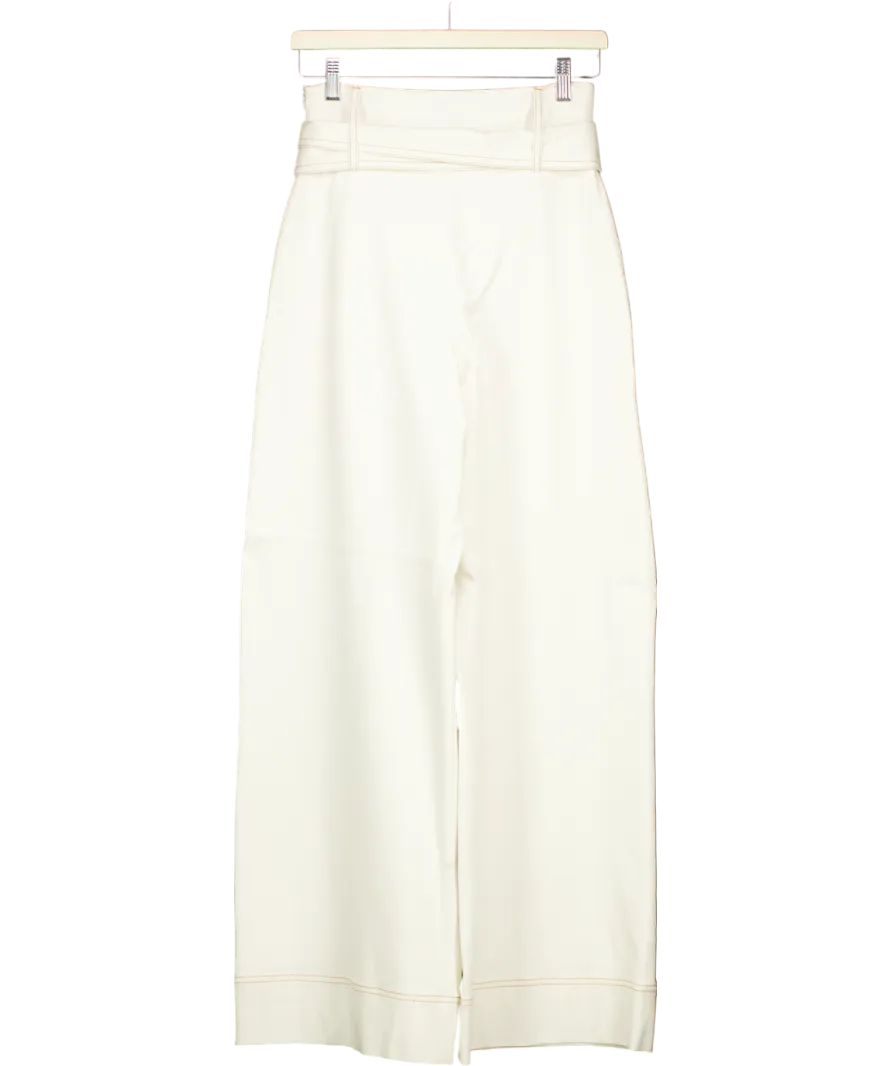 Karen Millen White Tailored Wide Leg Belt Trousers UK 6