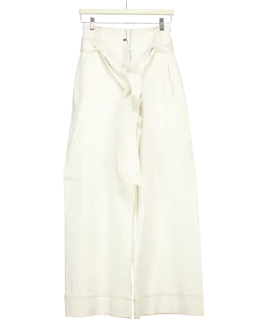 Karen Millen White Tailored Wide Leg Belt Trousers UK 6