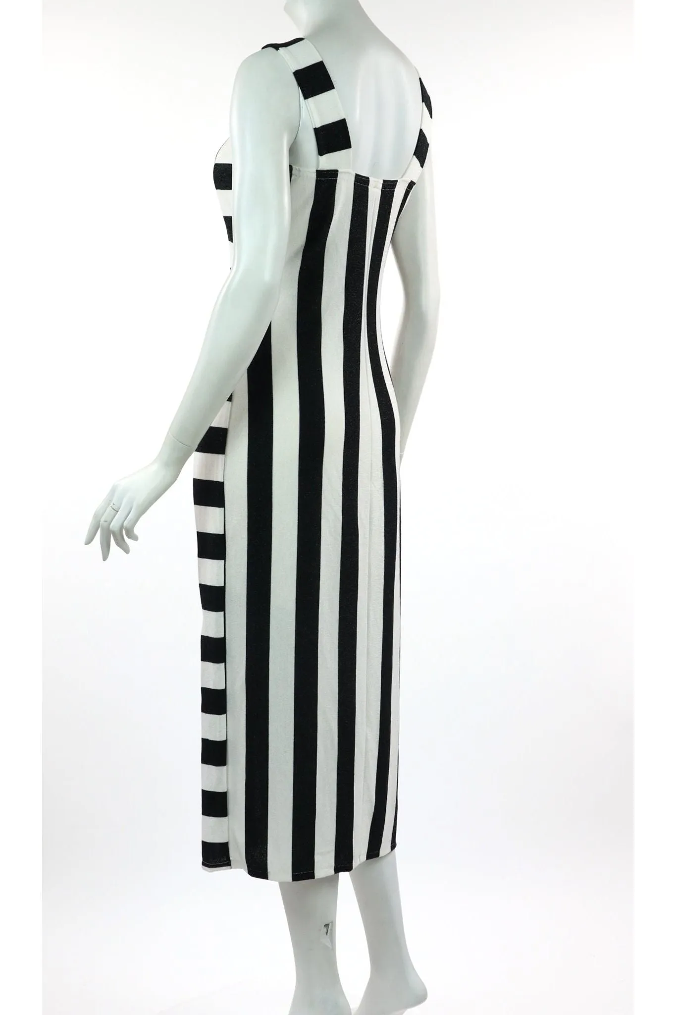 KARINA Sleeveless Princess Seam Fitted Striped Dress