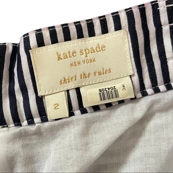 KATE SPADE LAWSON BLUE STRIPED AND EMBROIDERED SKIRT