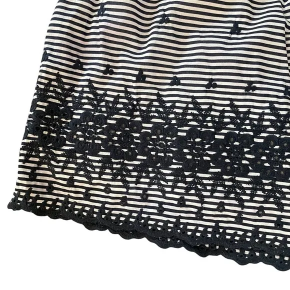 KATE SPADE LAWSON BLUE STRIPED AND EMBROIDERED SKIRT