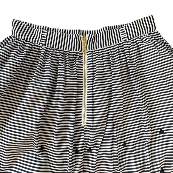 KATE SPADE LAWSON BLUE STRIPED AND EMBROIDERED SKIRT