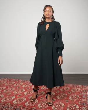 keyhole midi dress - bottle green