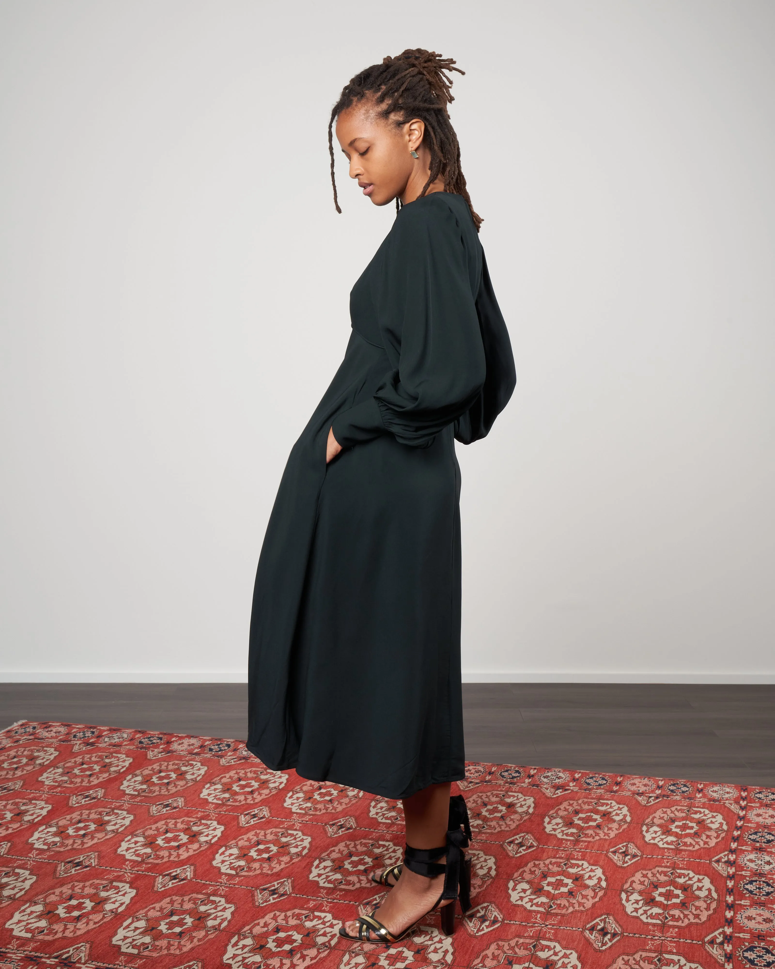 keyhole midi dress - bottle green