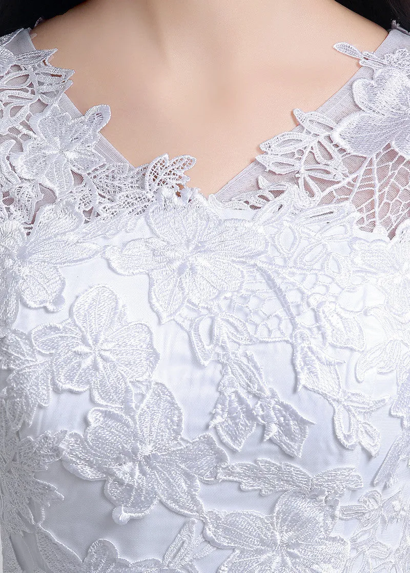 Knee Length Wedding Dresses With Lace Appliques