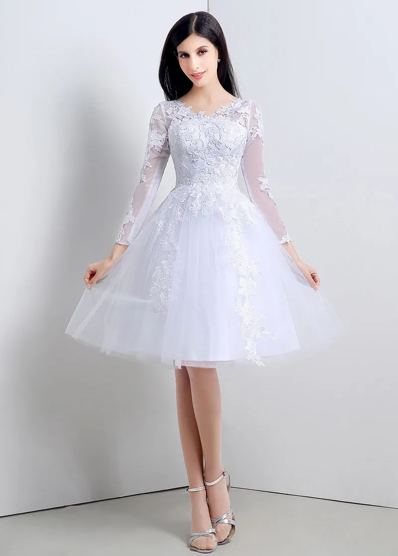 Knee Length Wedding Dresses With Lace Appliques