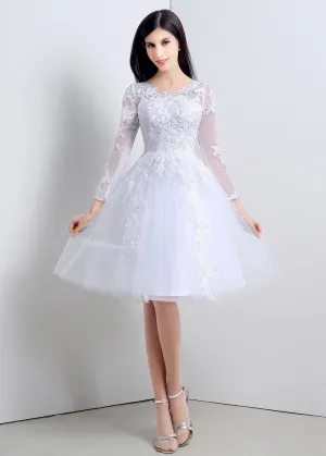 Knee Length Wedding Dresses With Lace Appliques