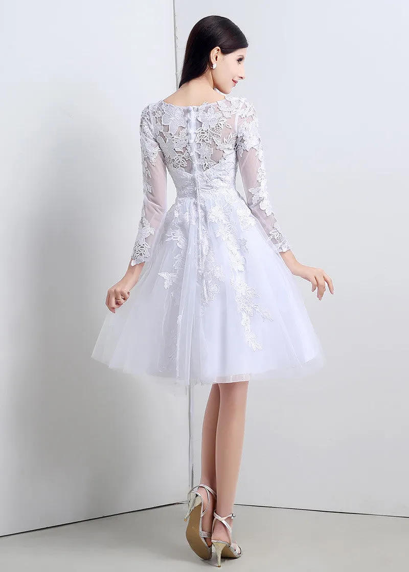 Knee Length Wedding Dresses With Lace Appliques