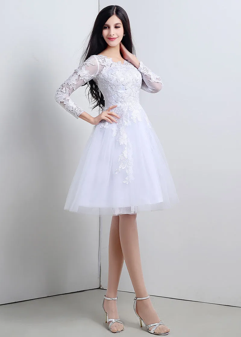 Knee Length Wedding Dresses With Lace Appliques