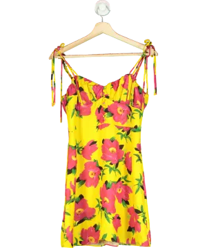 kourt Yellow And Pink Flower Midi Dress UK S