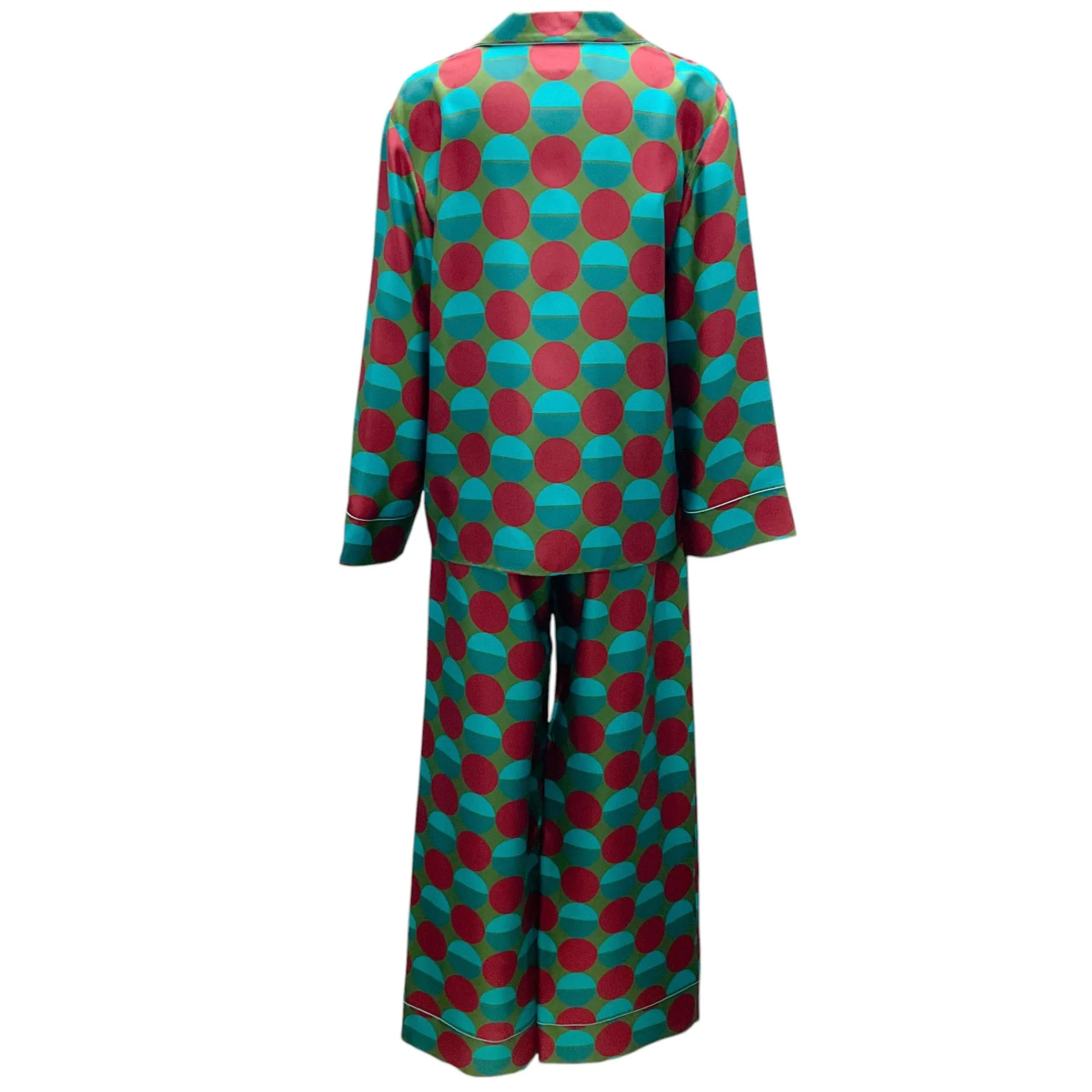 La DoubleJ Turquoise / Burgundy / Green Edition 31 Silk Pajama Set